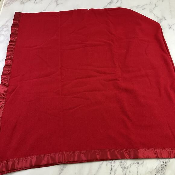 Creswick Woollen Mills Merino Wool Blanket Queen Red Satin Trim Australia - Picture 3 of 7